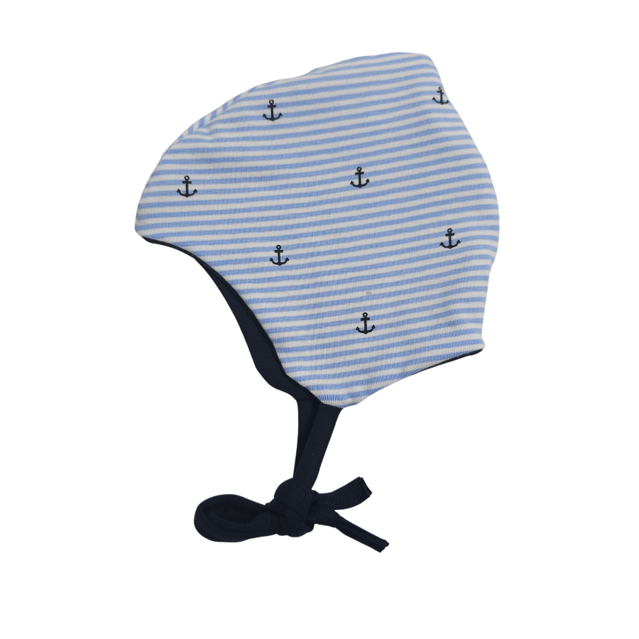 Bindemütze Anker blau weiss geringelt